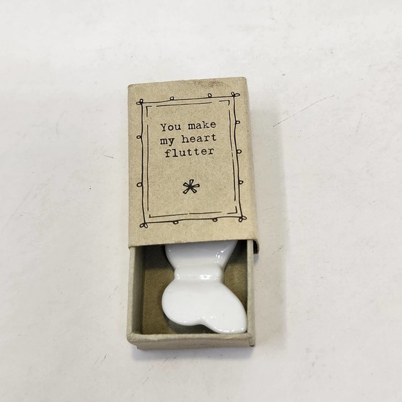 Butterfly White Ceramic Trinket Gift You Make My Heart Flutter Love Mini - Picture 5 of 5